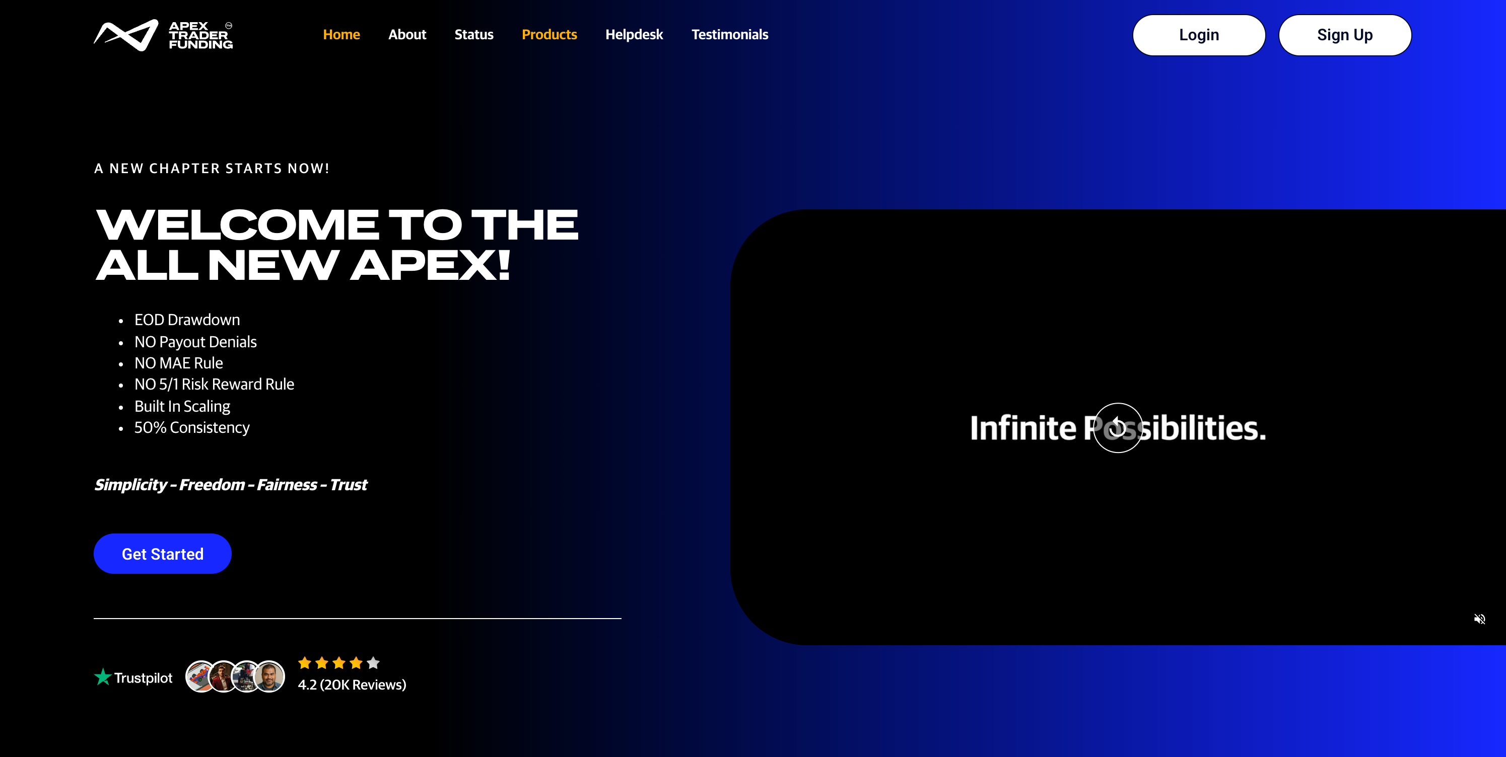 Apextraderfunding homepage